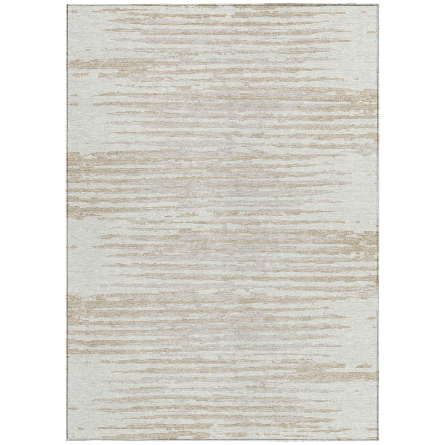 Tabselect Home Line 5' X 8' Ivory And Beige Striped Washable Indoor Outdoor Area Rug