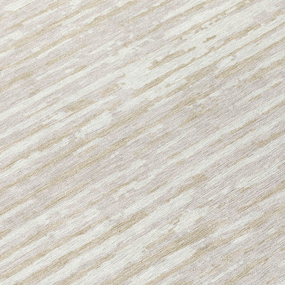 Tabselect Home Line 8' Ivory And Beige Round Striped Washable Indoor Outdoor Area Rug