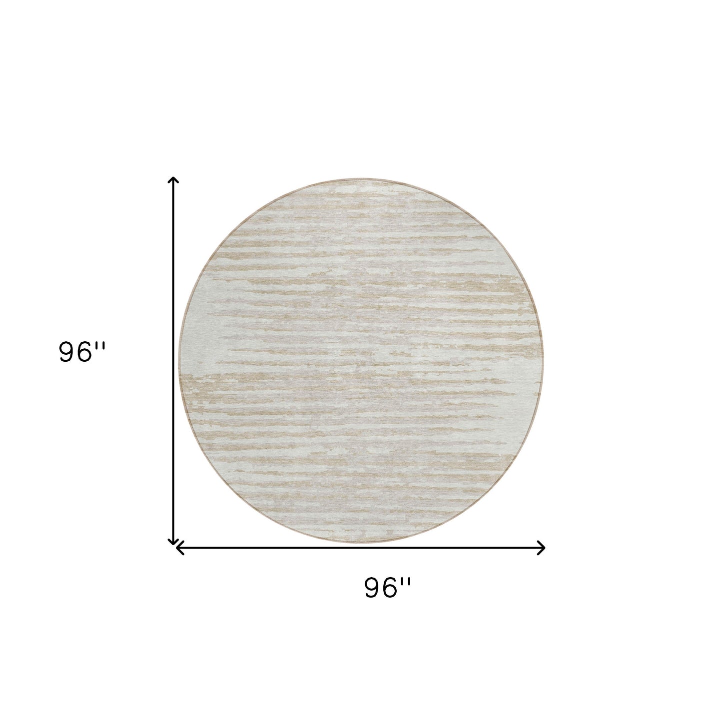 Tabselect Home Line 8' Ivory And Beige Round Striped Washable Indoor Outdoor Area Rug