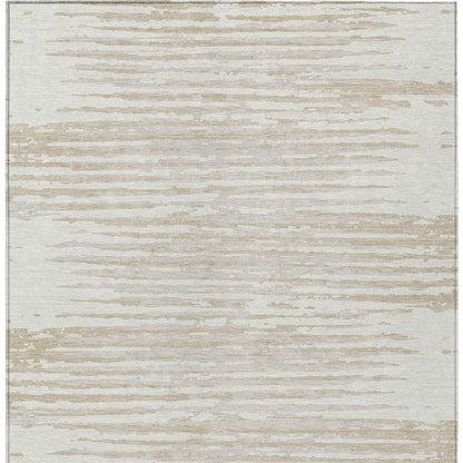 Tabselect Home Line 8' X 10' Ivory And Beige Striped Washable Indoor Outdoor Area Rug