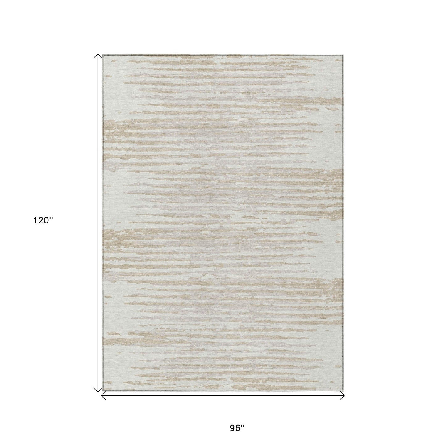 Tabselect Home Line 8' X 10' Ivory And Beige Striped Washable Indoor Outdoor Area Rug