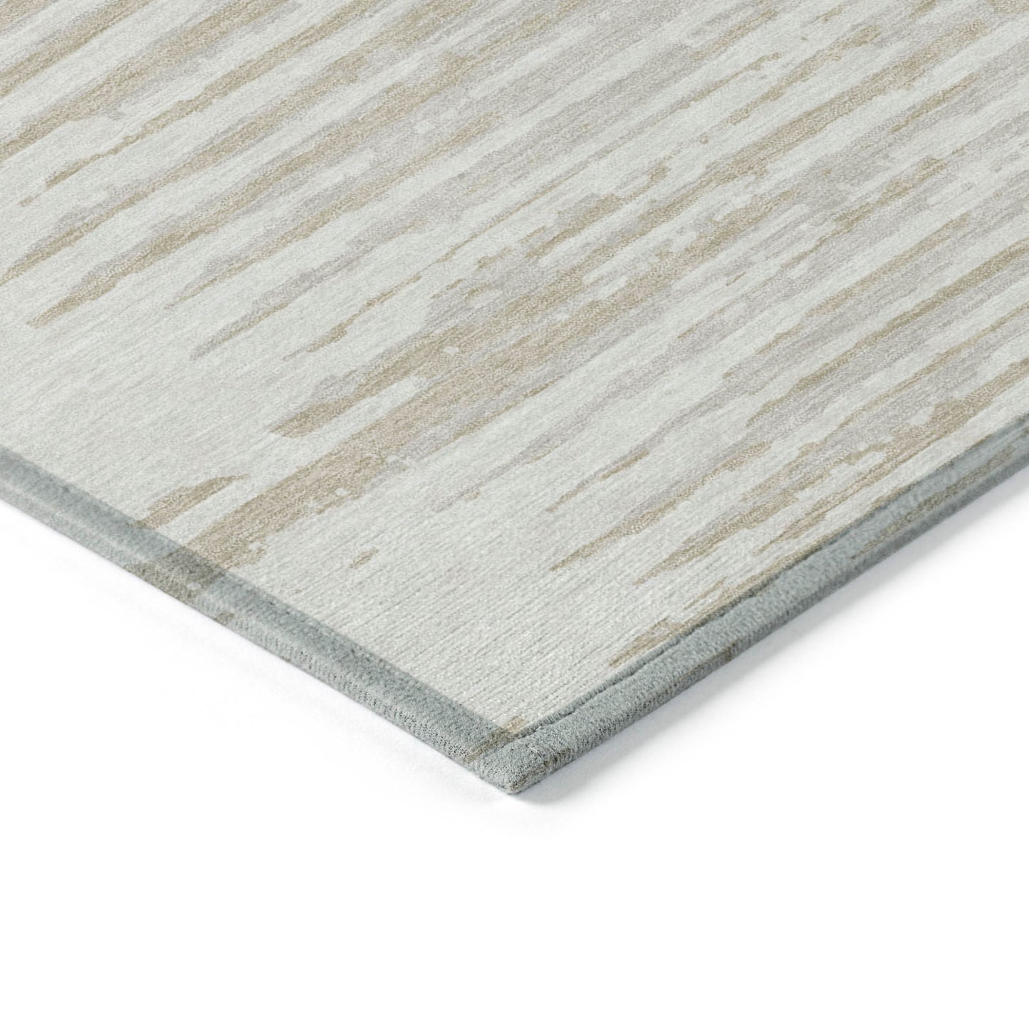 Tabselect Home Line 8' X 10' Ivory And Beige Striped Washable Indoor Outdoor Area Rug