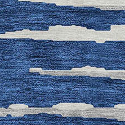 Tabselect Home Line 8' Navy Blue And Ivory Round Striped Washable Indoor Outdoor Area Rug