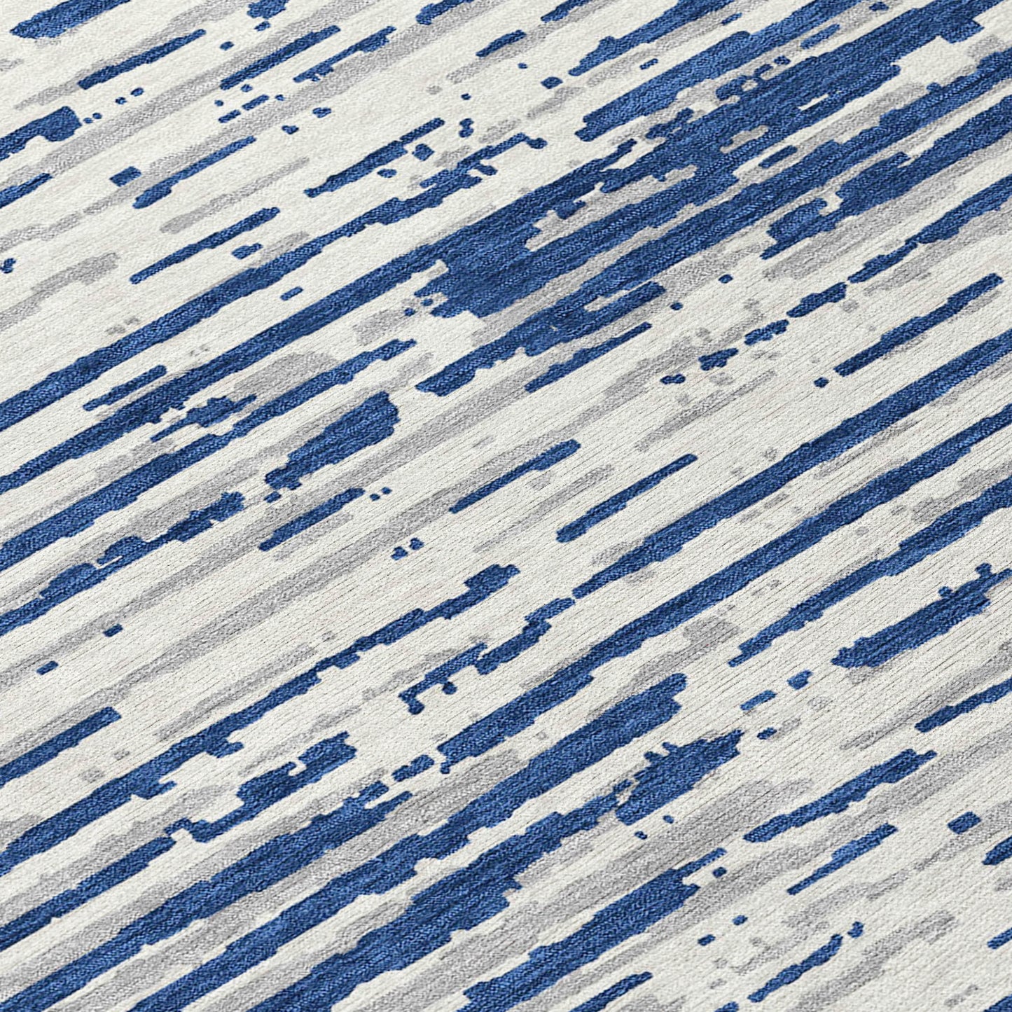 Tabselect Home Line 8' Navy Blue And Ivory Round Striped Washable Indoor Outdoor Area Rug