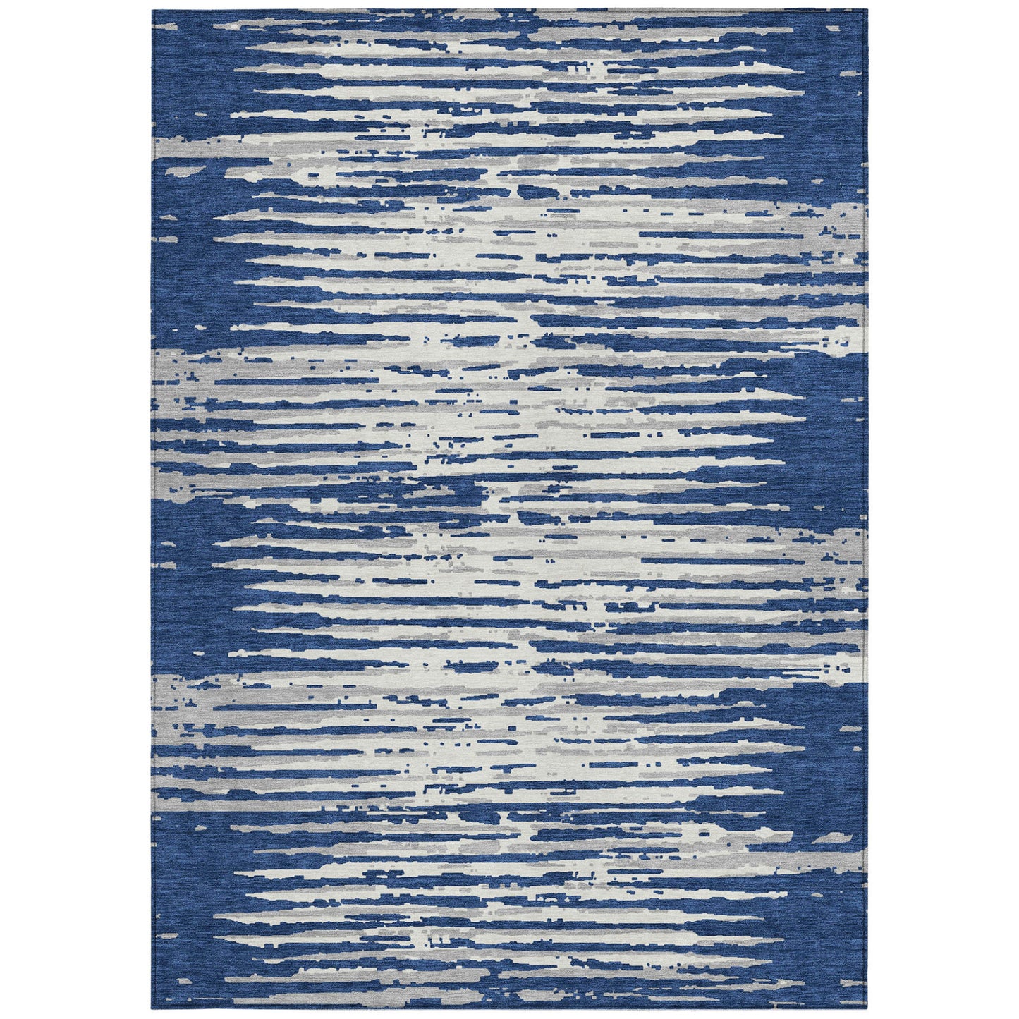 Tabselect Home Line 8' X 10' Navy Blue And Ivory Striped Washable Indoor Outdoor Area Rug