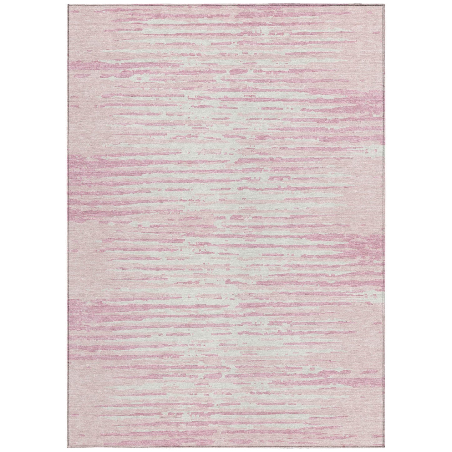 Tabselect Home Line 5' X 8' Pink And Gray Striped Washable Indoor Outdoor Area Rug