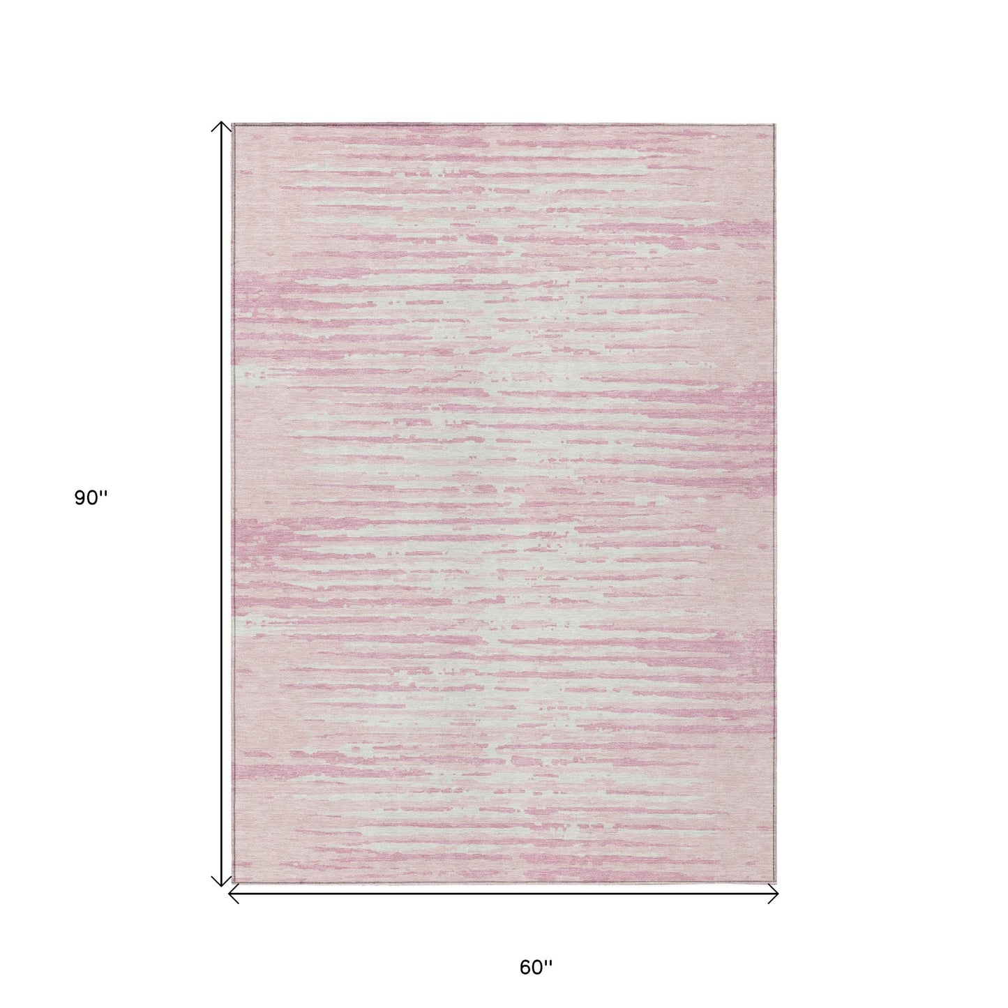 Tabselect Home Line 5' X 8' Pink And Gray Striped Washable Indoor Outdoor Area Rug