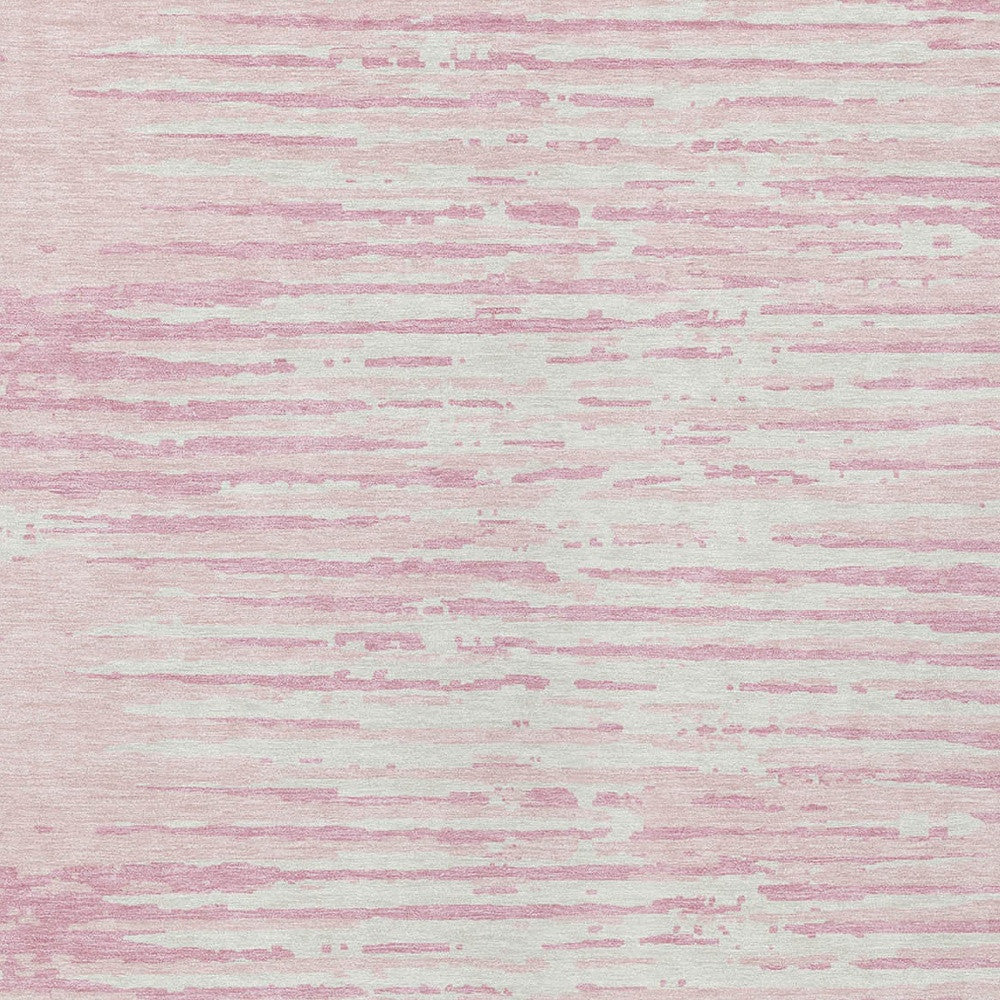 Tabselect Home Line 5' X 8' Pink And Gray Striped Washable Indoor Outdoor Area Rug