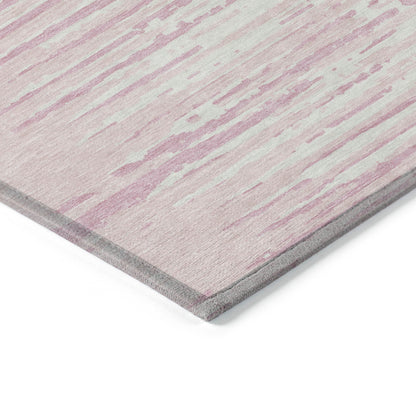 Tabselect Home Line 8' Pink And Gray Round Striped Washable Indoor Outdoor Area Rug