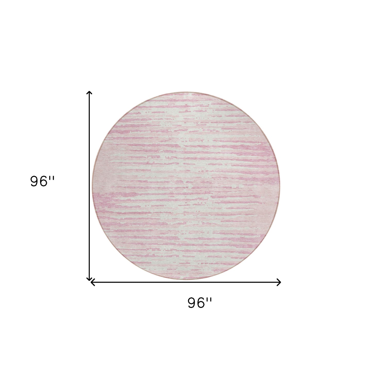 Tabselect Home Line 8' Pink And Gray Round Striped Washable Indoor Outdoor Area Rug