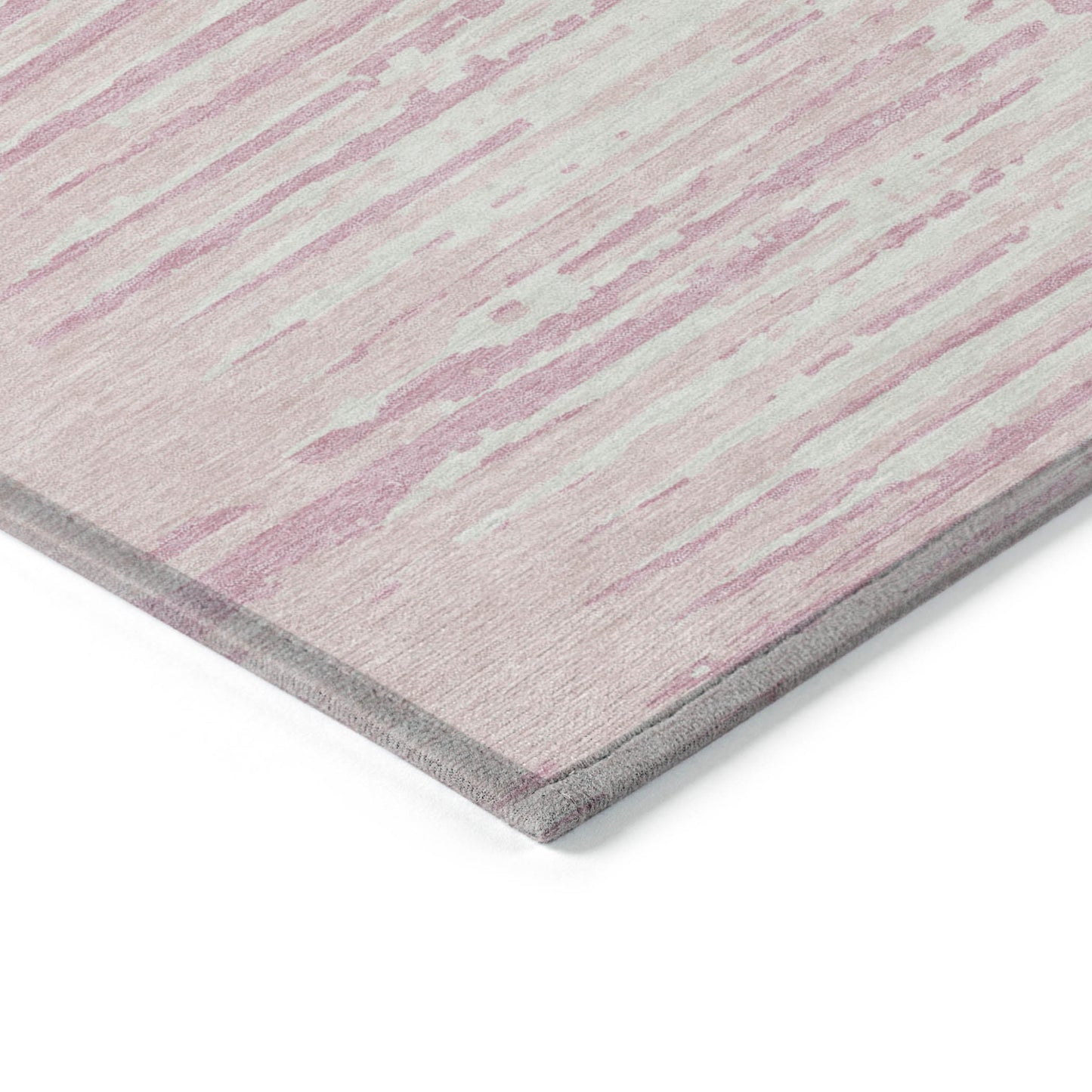 Tabselect Home Line 8' X 10' Pink And Gray Striped Washable Indoor Outdoor Area Rug