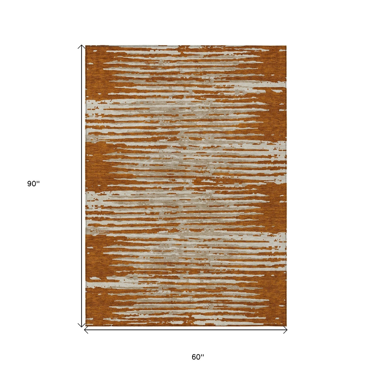 Tabselect Home Line 5' X 8' Brown Gray And Ivory Striped Washable Indoor Outdoor Area Rug
