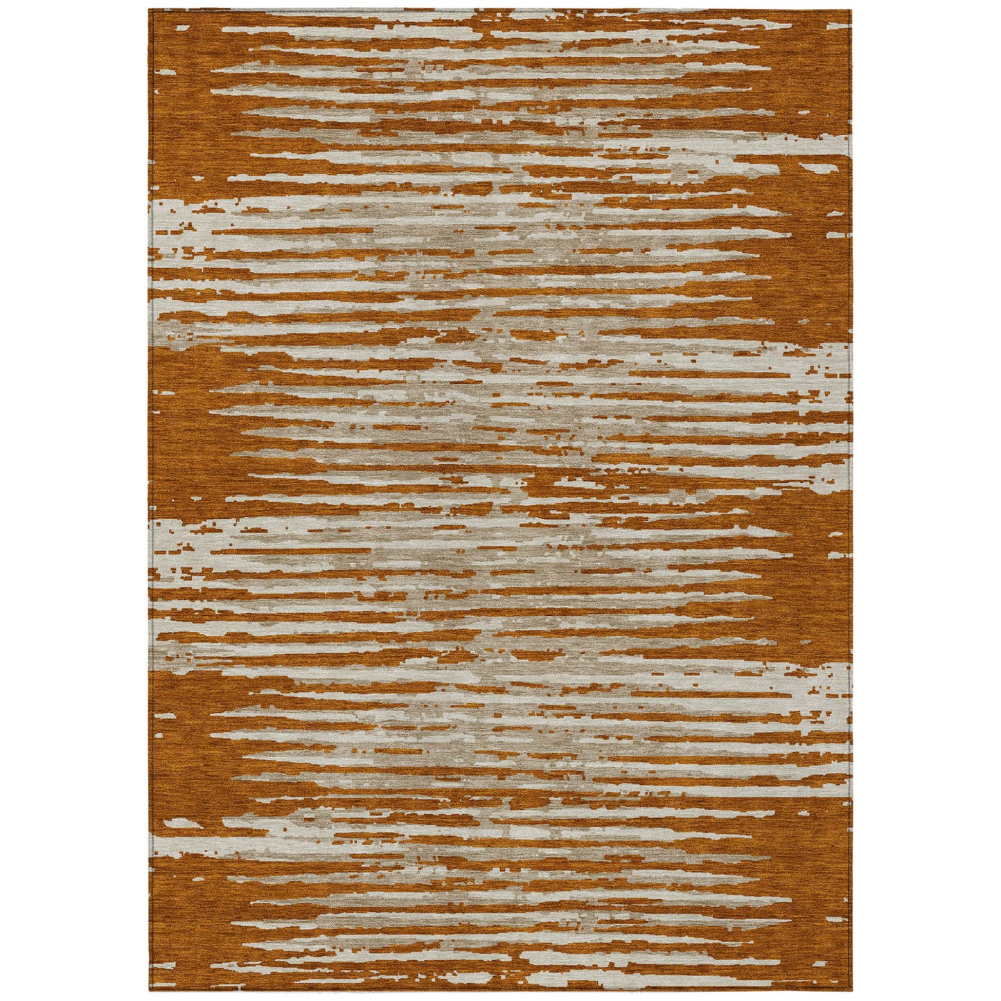 Tabselect Home Line 5' X 8' Brown Gray And Ivory Striped Washable Indoor Outdoor Area Rug