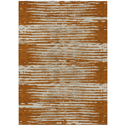 Tabselect Home Line 5' X 8' Brown Gray And Ivory Striped Washable Indoor Outdoor Area Rug