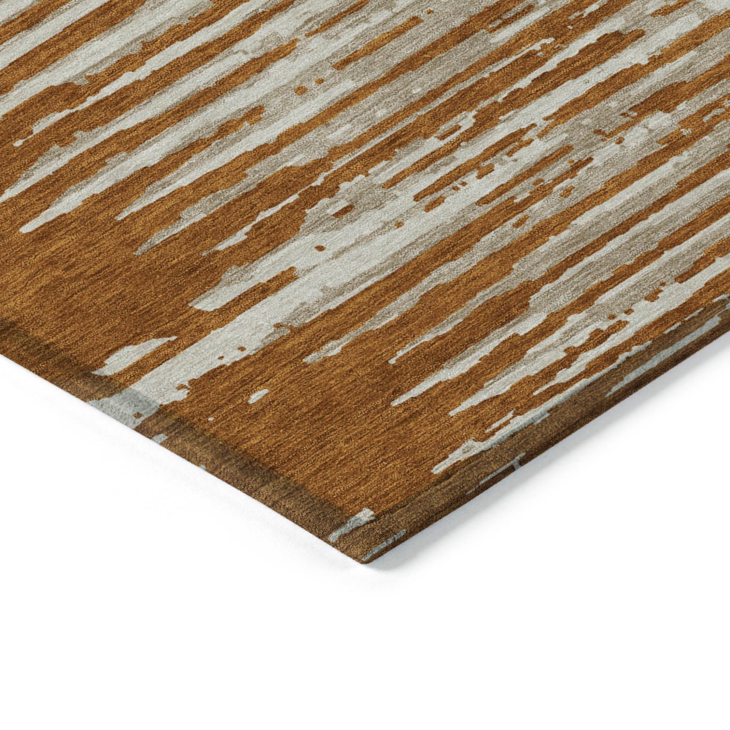 Tabselect Home Line 5' X 8' Brown Gray And Ivory Striped Washable Indoor Outdoor Area Rug