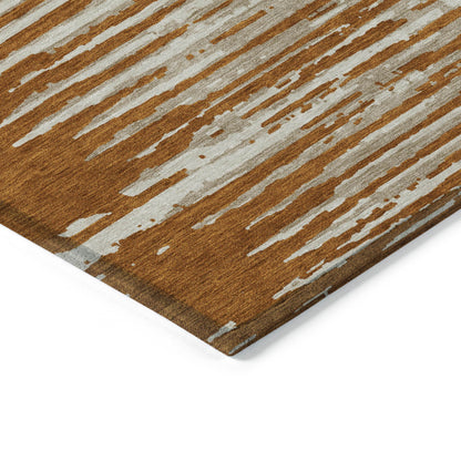 Tabselect Home Line 5' X 8' Brown Gray And Ivory Striped Washable Indoor Outdoor Area Rug