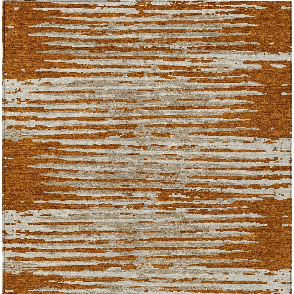 Tabselect Home Line 5' X 8' Brown Gray And Ivory Striped Washable Indoor Outdoor Area Rug