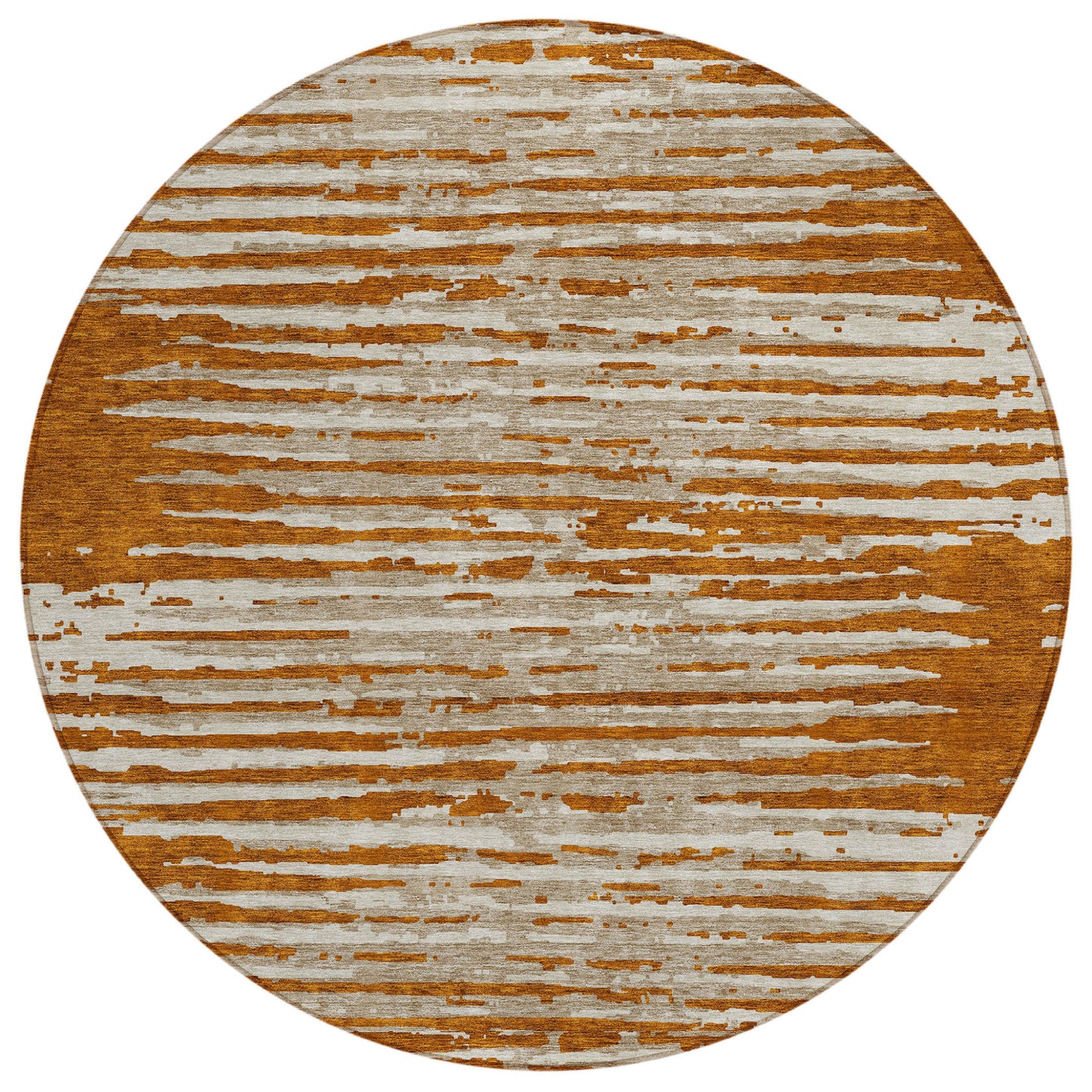 Tabselect Home Line 8' Brown Gray And Ivory Round Striped Washable Indoor Outdoor Area Rug