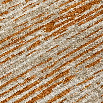 Tabselect Home Line 8' Brown Gray And Ivory Round Striped Washable Indoor Outdoor Area Rug