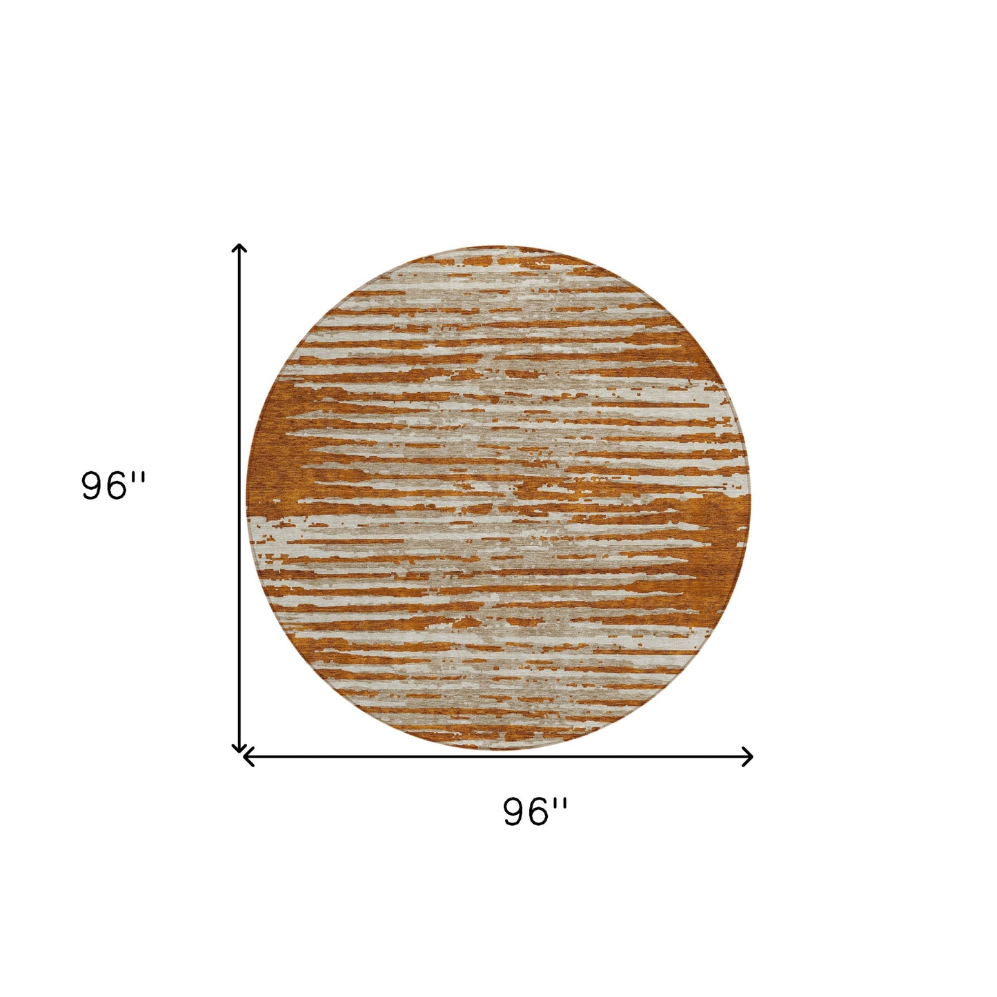 Tabselect Home Line 8' Brown Gray And Ivory Round Striped Washable Indoor Outdoor Area Rug