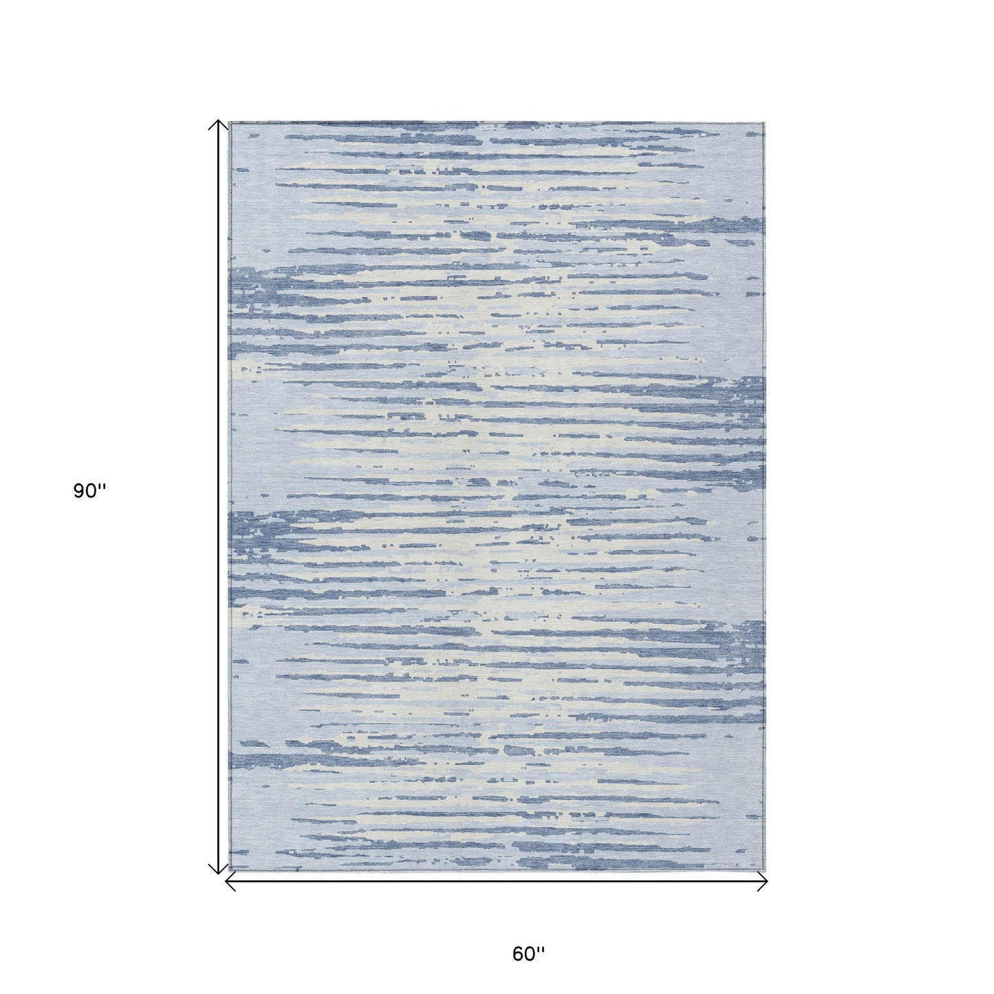 Tabselect Home Line 5' X 8' Sky Blue And Ivory Striped Washable Indoor Outdoor Area Rug