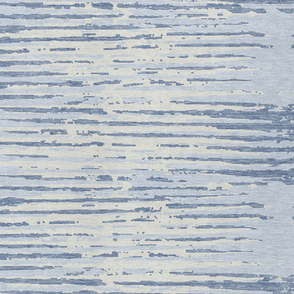 Tabselect Home Line 5' X 8' Sky Blue And Ivory Striped Washable Indoor Outdoor Area Rug