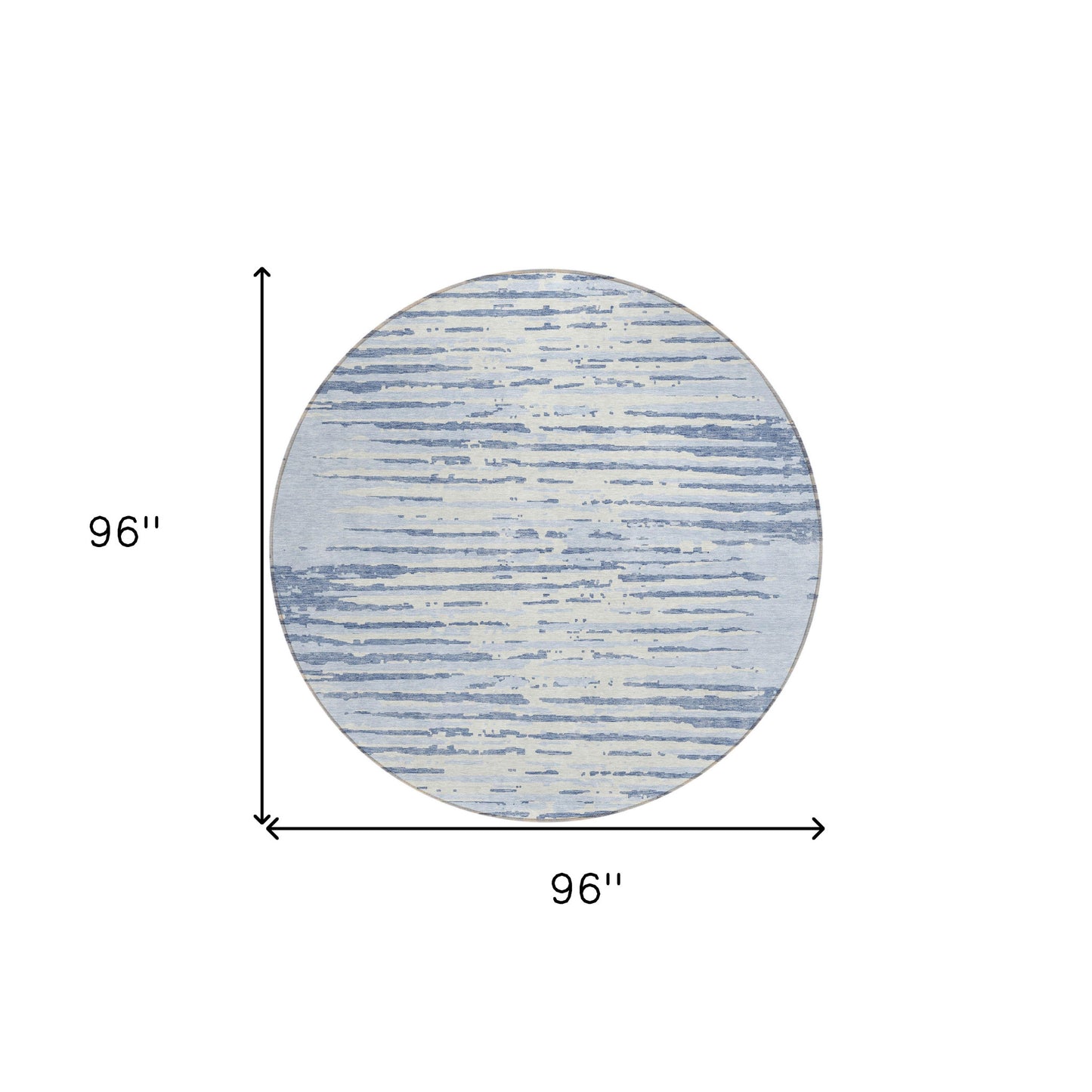 Tabselect Home Line 8' Sky Blue And Ivory Round Striped Washable Indoor Outdoor Area Rug