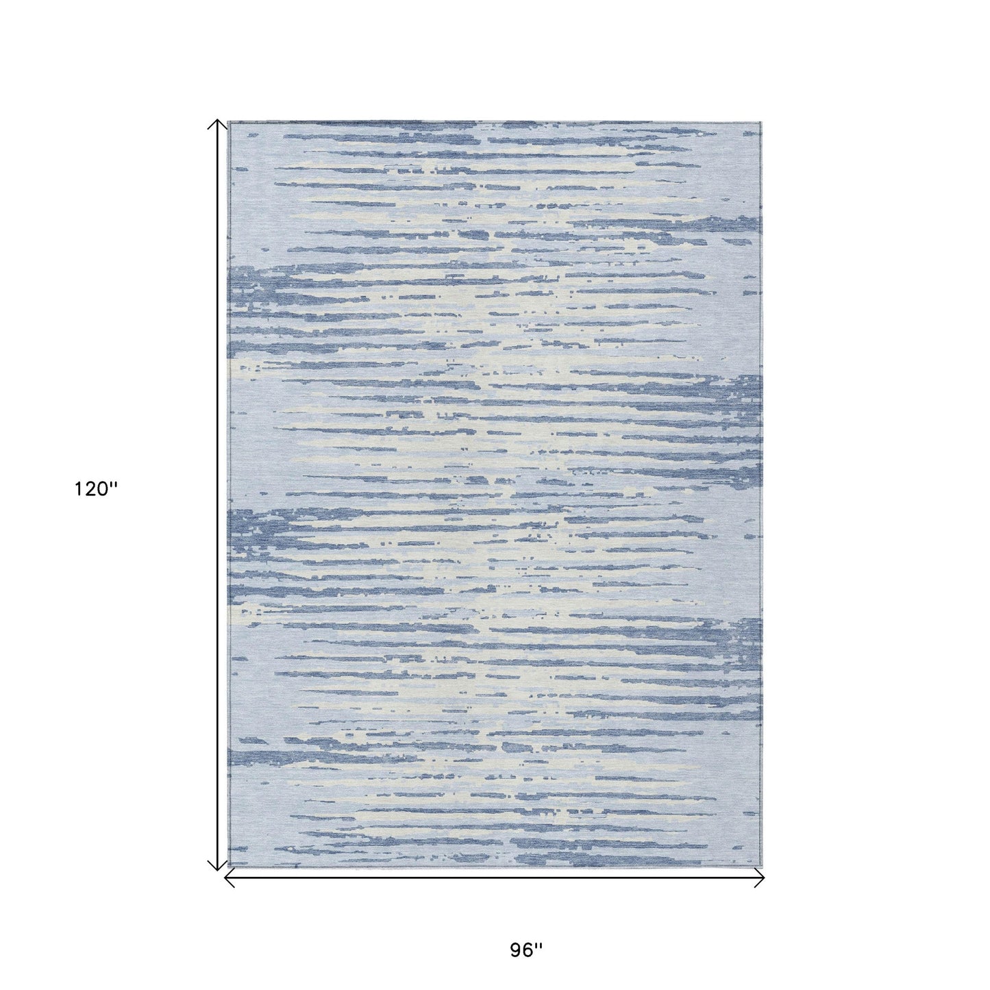 Tabselect Home Line 8' X 10' Sky Blue And Ivory Striped Washable Indoor Outdoor Area Rug