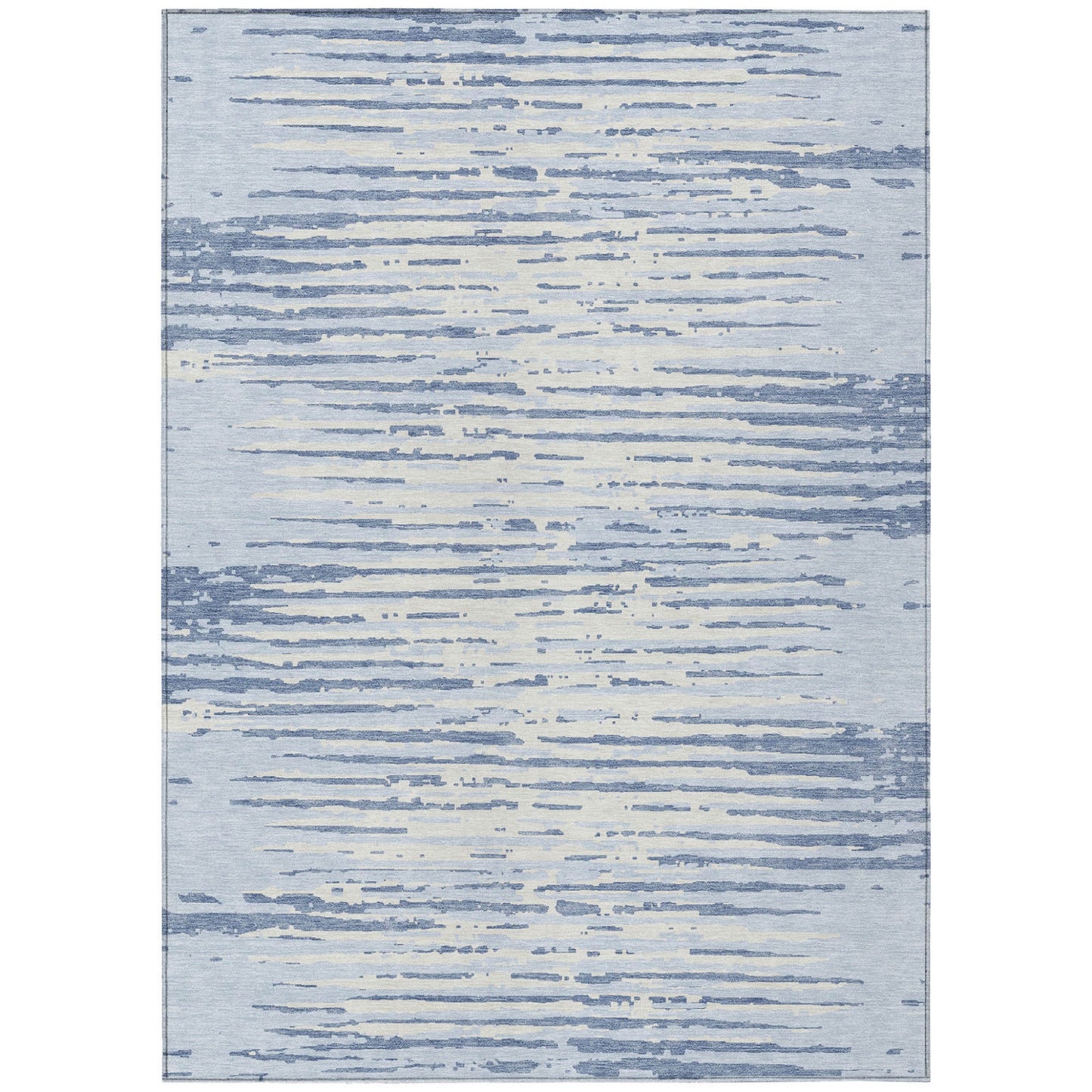 Tabselect Home Line 8' X 10' Sky Blue And Ivory Striped Washable Indoor Outdoor Area Rug