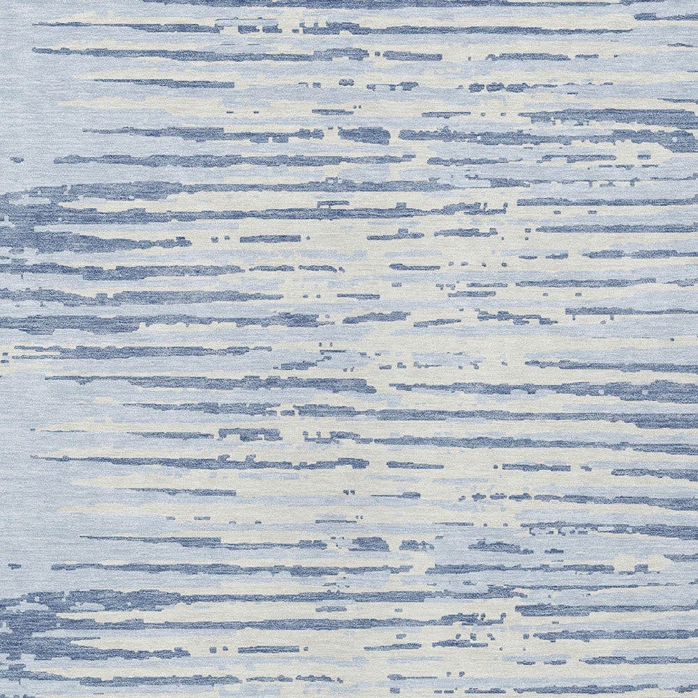 Tabselect Home Line 8' X 10' Sky Blue And Ivory Striped Washable Indoor Outdoor Area Rug