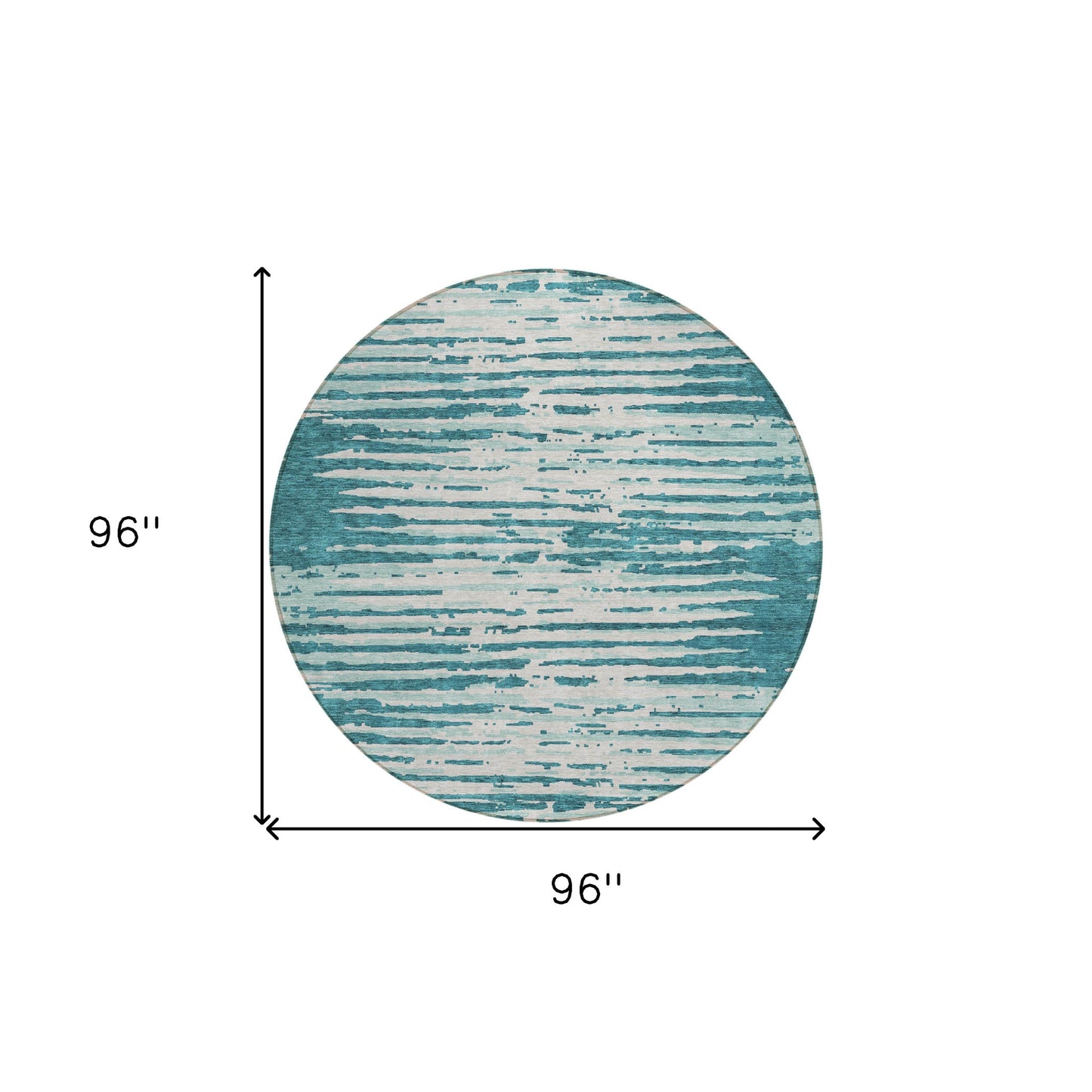 Tabselect Home Line 8' Teal Blue And Ivory Round Striped Washable Indoor Outdoor Area Rug