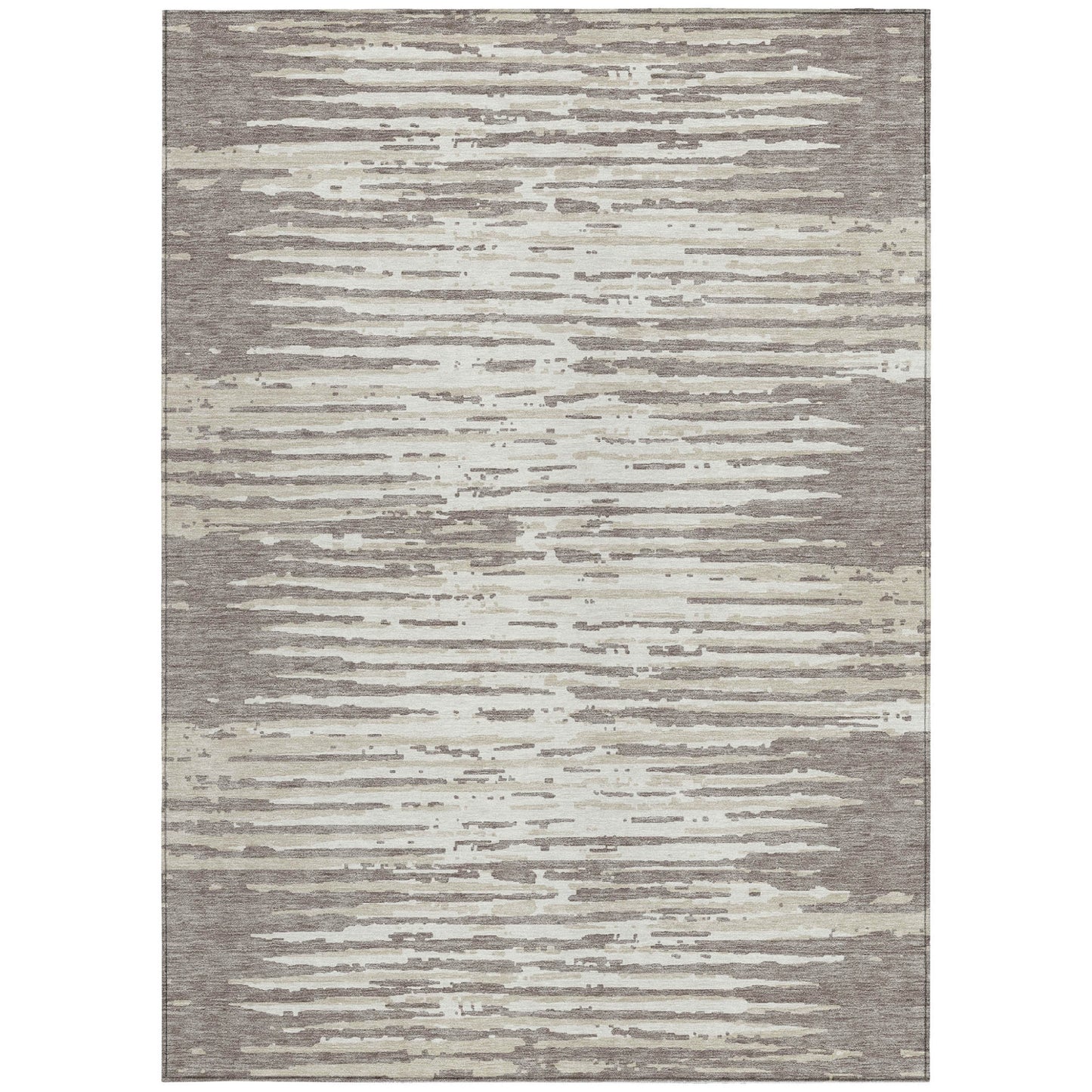 Tabselect Home Line 5' X 8' Taupe And Ivory Striped Washable Indoor Outdoor Area Rug