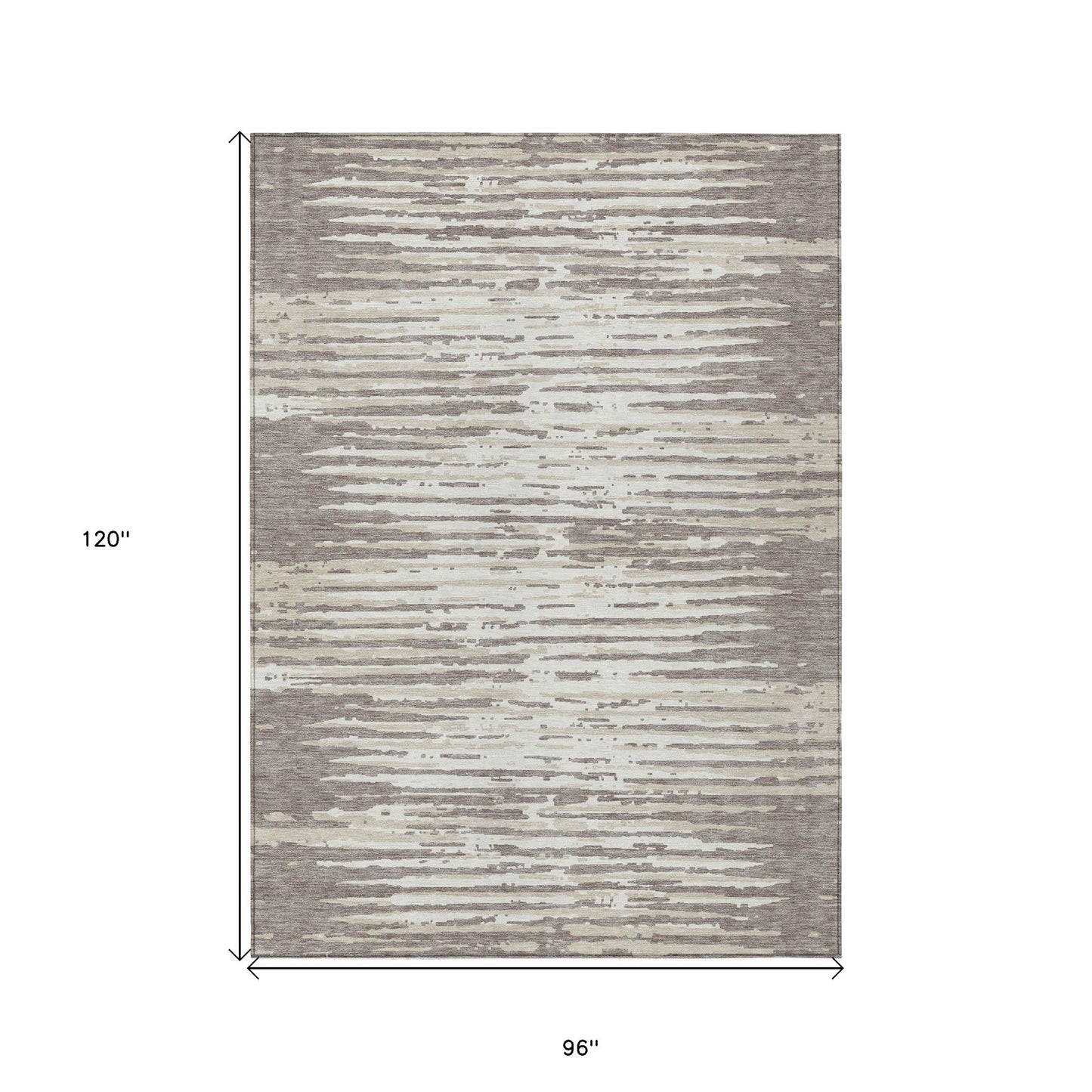 Tabselect Home Line 8' X 10' Taupe And Ivory Striped Washable Indoor Outdoor Area Rug