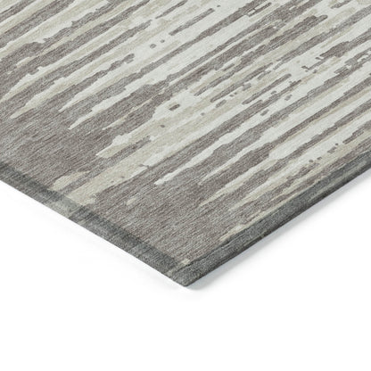 Tabselect Home Line 8' X 10' Taupe And Ivory Striped Washable Indoor Outdoor Area Rug