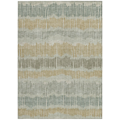 Tabselect Home Line 5' X 8' Beige Brown And Gray Striped Washable Indoor Outdoor Area Rug