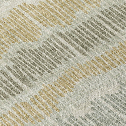 Tabselect Home Line 5' X 8' Beige Brown And Gray Striped Washable Indoor Outdoor Area Rug