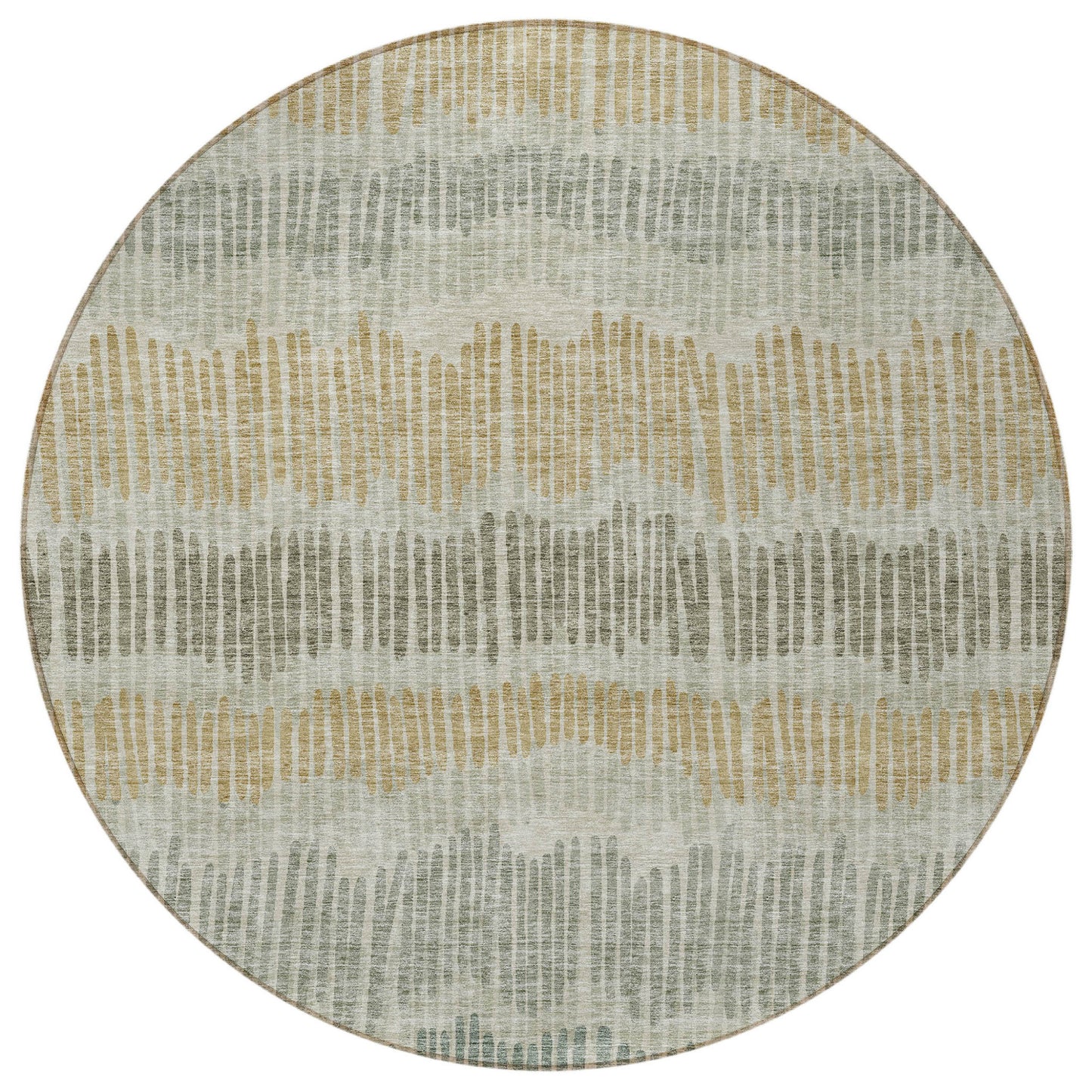 Tabselect Home Line 8' Beige Brown And Gray Round Striped Washable Indoor Outdoor Area Rug