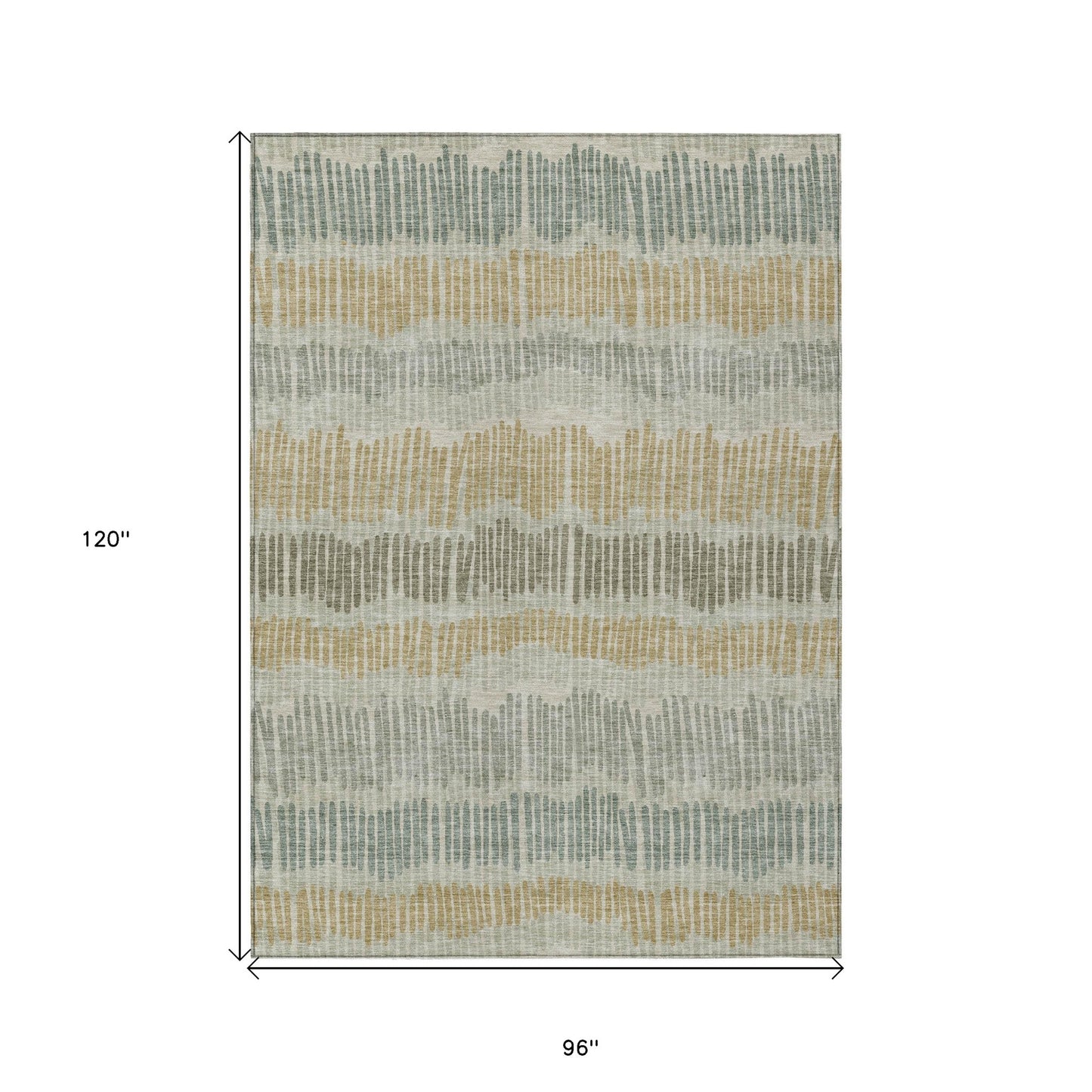 Tabselect Home Line 8' X 10' Beige Brown And Gray Striped Washable Indoor Outdoor Area Rug