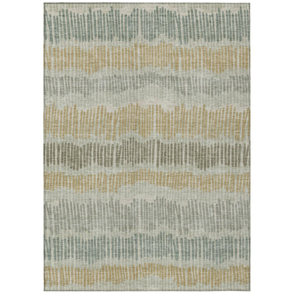 Tabselect Home Line 8' X 10' Beige Brown And Gray Striped Washable Indoor Outdoor Area Rug