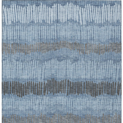 Tabselect Home Line 5' X 8' Blue Black And Gray Striped Washable Indoor Outdoor Area Rug