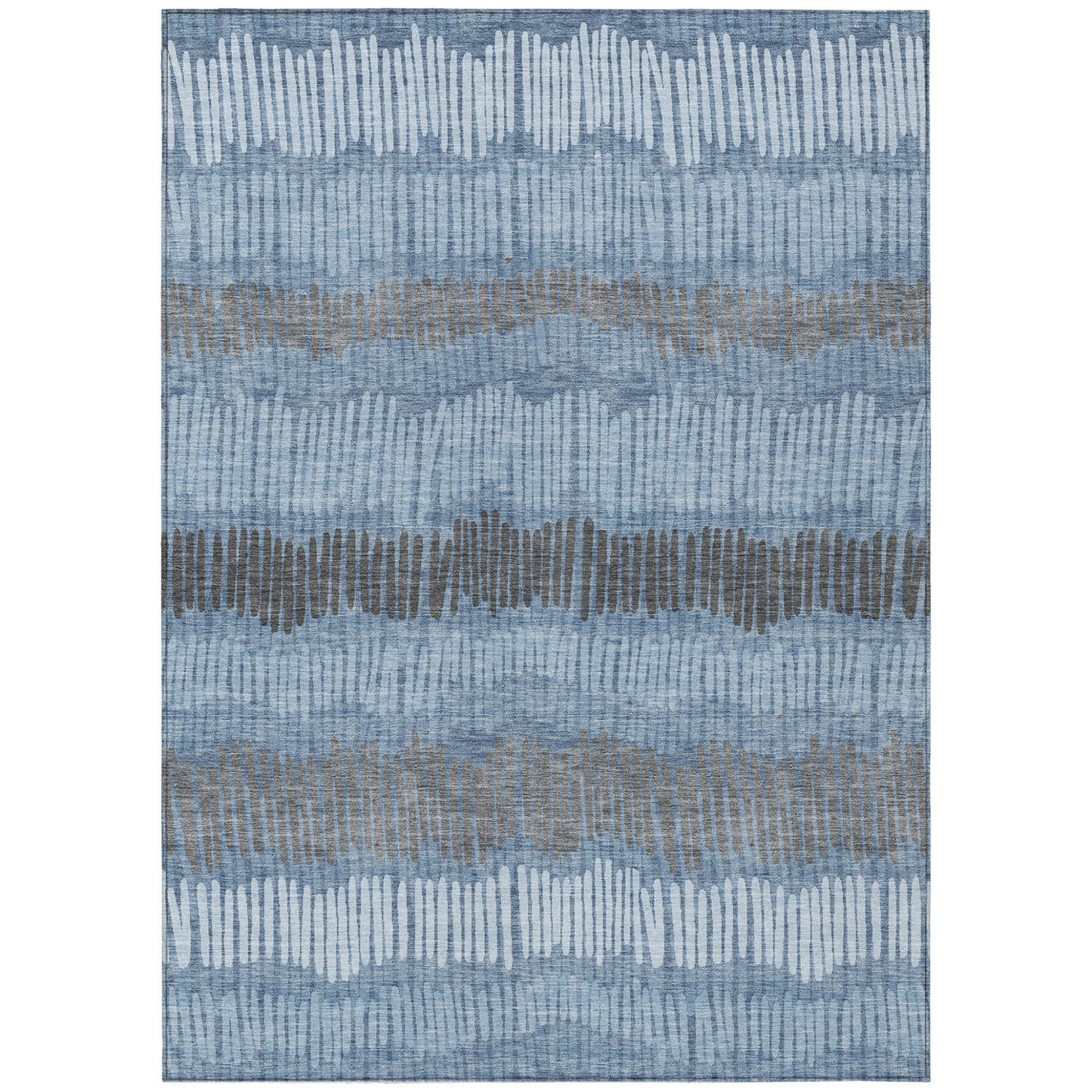 Tabselect Home Line 5' X 8' Blue Black And Gray Striped Washable Indoor Outdoor Area Rug