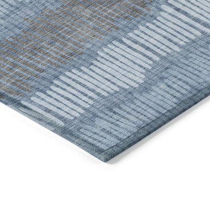Tabselect Home Line 5' X 8' Blue Black And Gray Striped Washable Indoor Outdoor Area Rug
