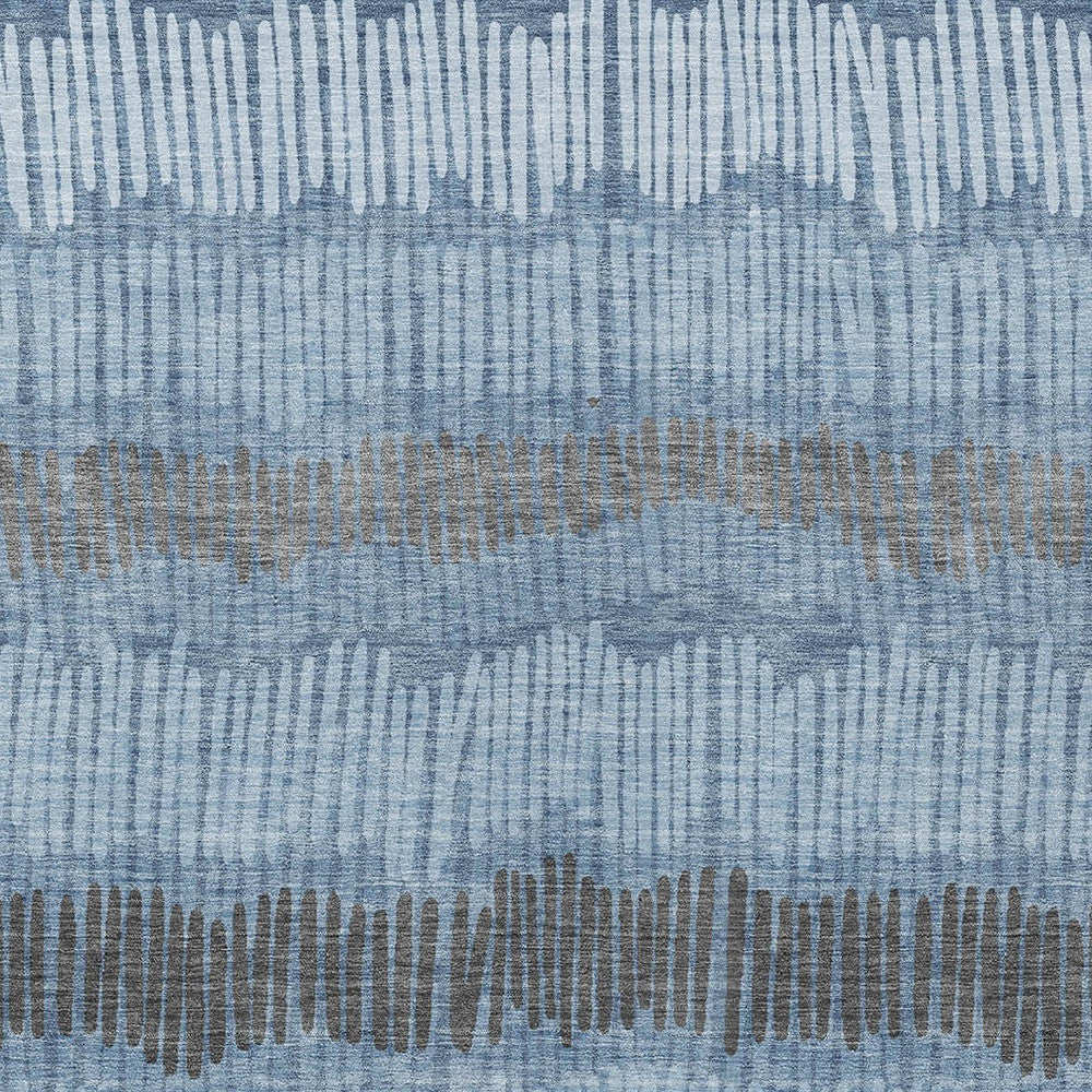 Tabselect Home Line 5' X 8' Blue Black And Gray Striped Washable Indoor Outdoor Area Rug