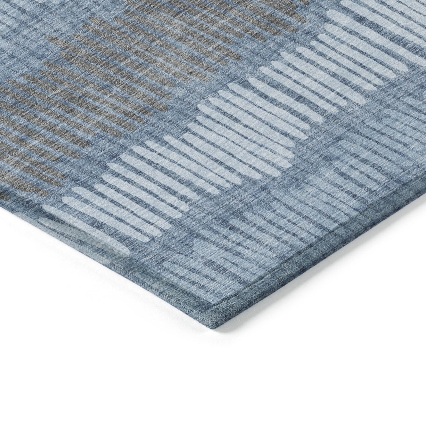 Tabselect Home Line 8' X 10' Blue Black And Gray Striped Washable Indoor Outdoor Area Rug