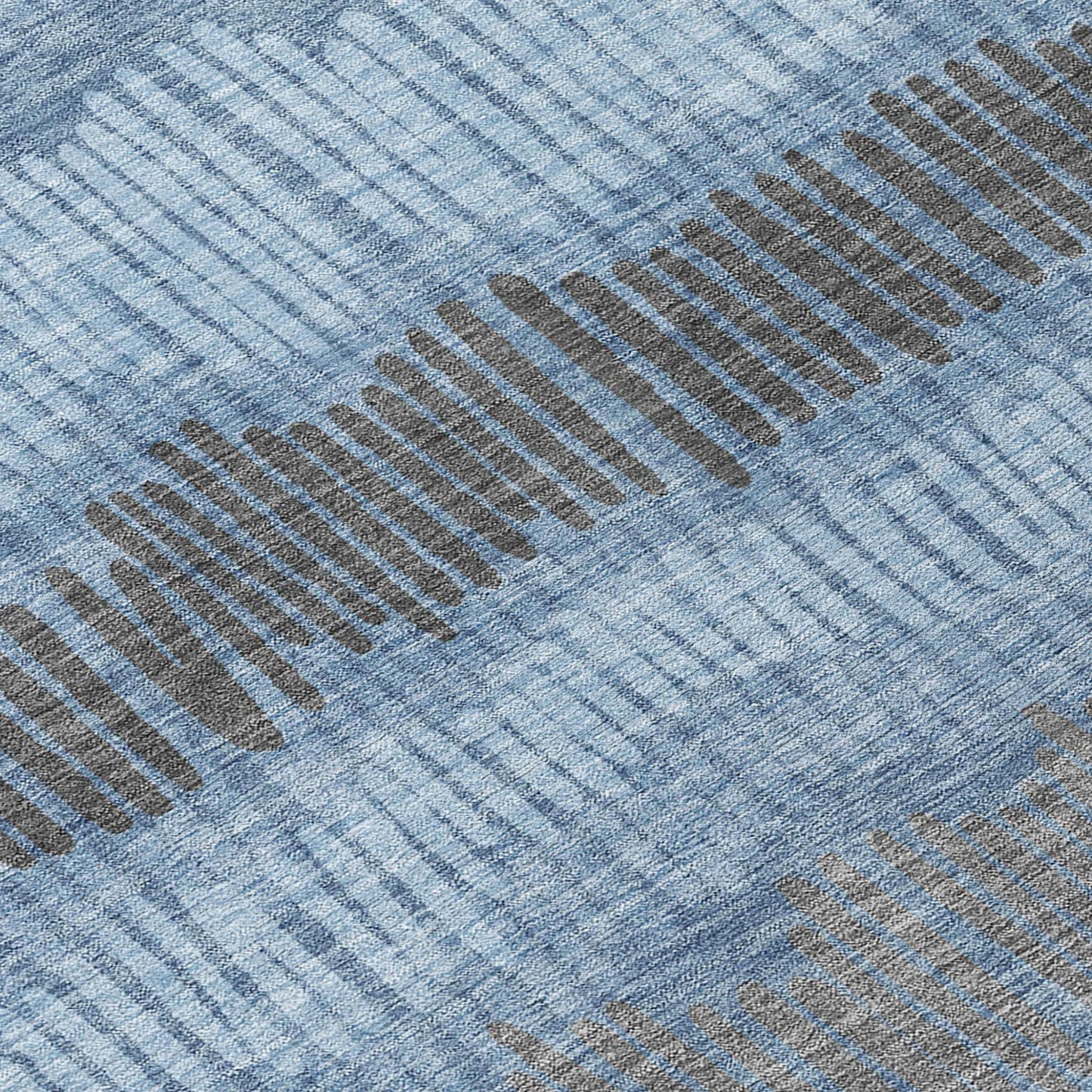 Tabselect Home Line 8' X 10' Blue Black And Gray Striped Washable Indoor Outdoor Area Rug