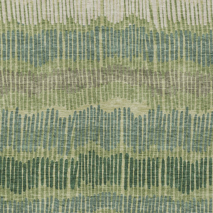 Tabselect Home Line 5' X 8' Green Gray And Ivory Striped Washable Indoor Outdoor Area Rug