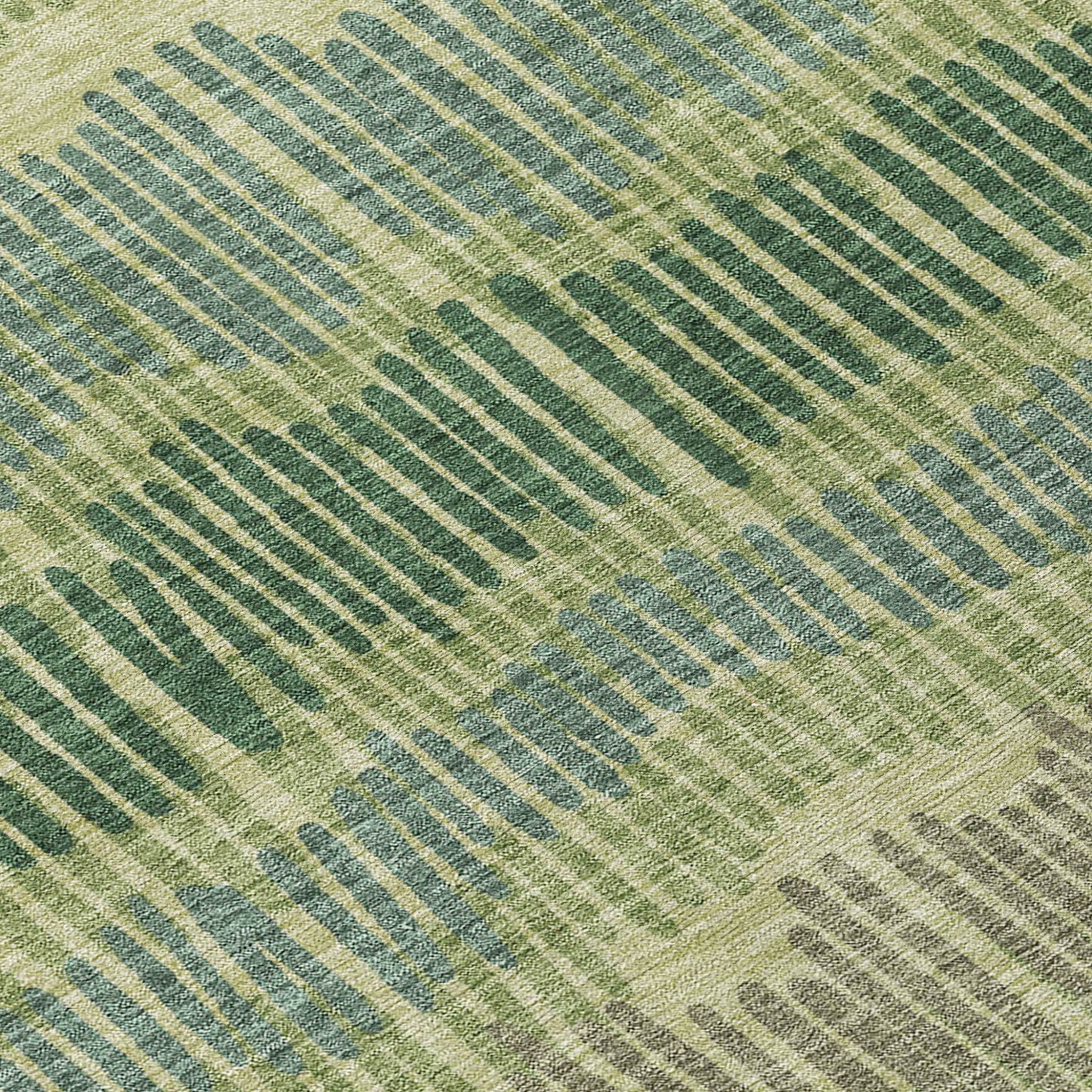 Tabselect Home Line 8' Green Gray And Ivory Round Striped Washable Indoor Outdoor Area Rug