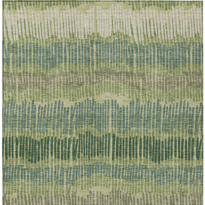 Tabselect Home Line 8' X 10' Green Gray And Ivory Striped Washable Indoor Outdoor Area Rug