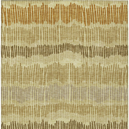 Tabselect Home Line 5' X 8' Gold Brown And Gray Striped Washable Indoor Outdoor Area Rug