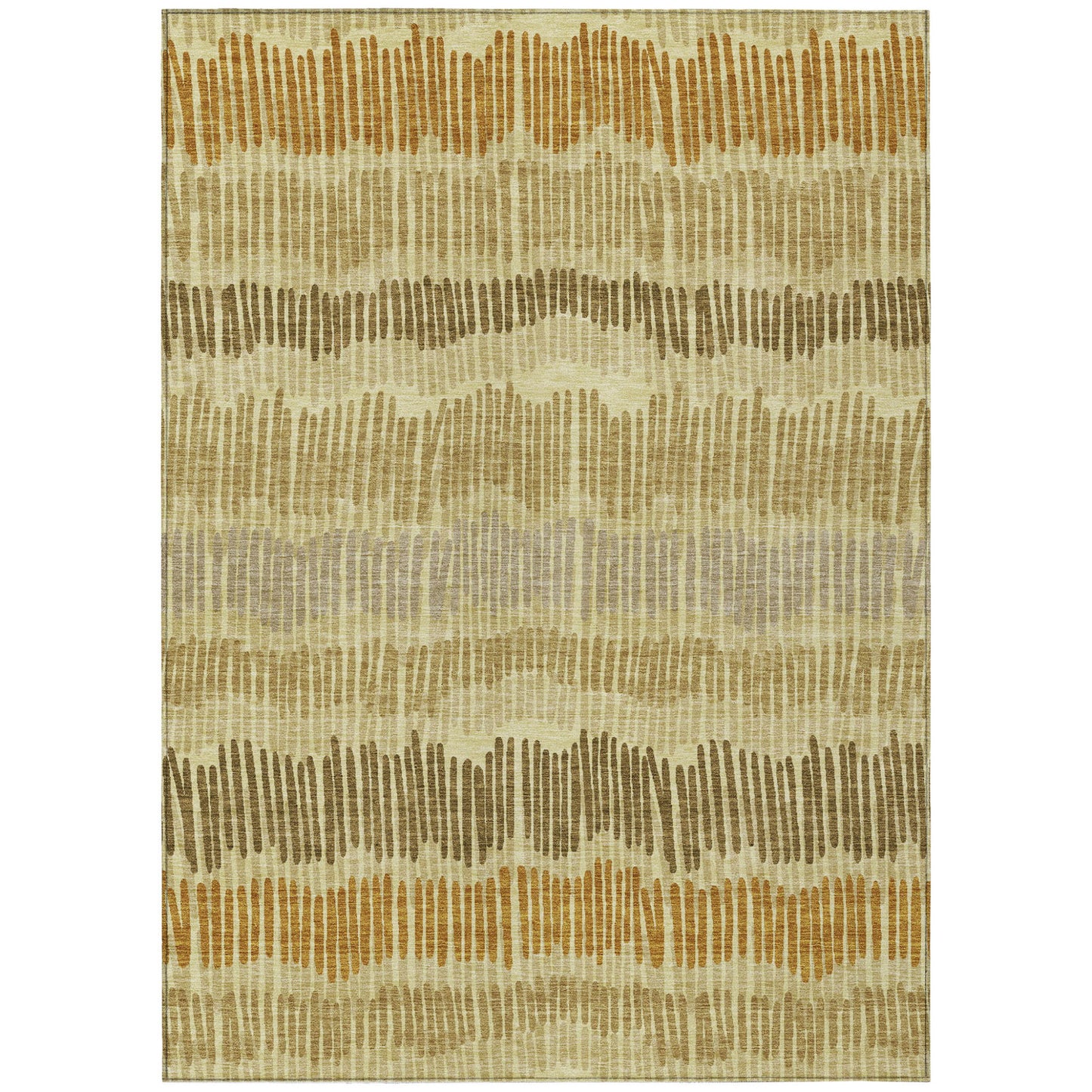 Tabselect Home Line 5' X 8' Gold Brown And Gray Striped Washable Indoor Outdoor Area Rug